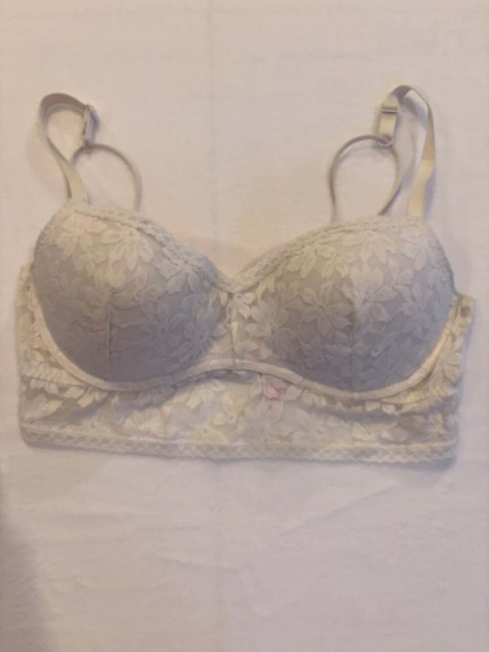 Victoria's Secret PINK White Lace Push-Up Bralette XL